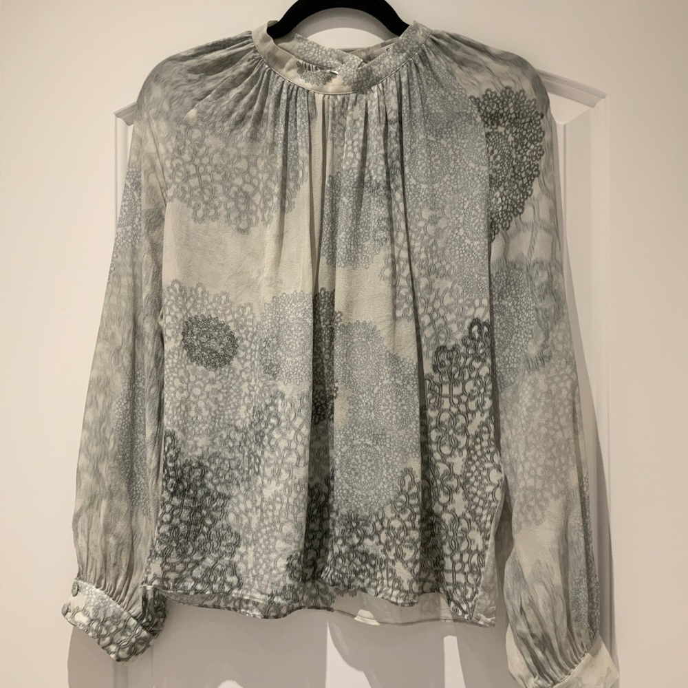ERDEM Gray Long Sleeve Relaxed Blouse